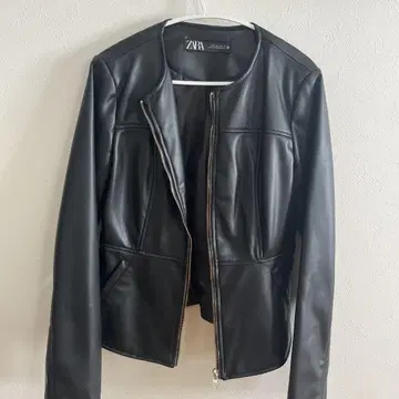 ZARA 블랙 가죽 (인조 가죽) 자켓 M