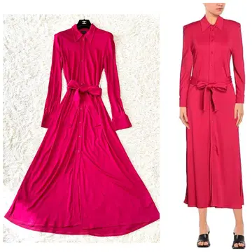 PINKO 이탈리아제 저지 셔츠 롱 원피스 핑크 42