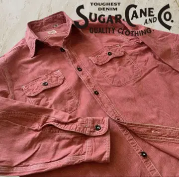 SUGAR CANE 슈가케인 진 코드 워크 셔츠 레드 S