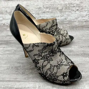 539 [새상품급] DIANA 오픈토 레이스 펌프스 23.5cm 블랙