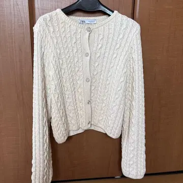 자라 ZARA 비쥬 버튼 니트 가디건 여성용 M 케이블