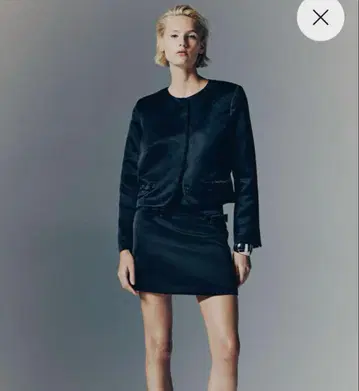택 포함 새상품 H&M 새틴 리본 노카라 자켓 13호