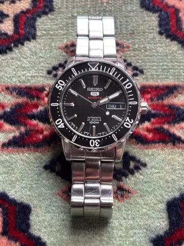 SEIKO 5 스포츠 자동 시계 블랙