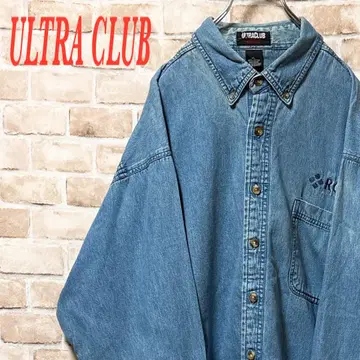 기업 로고 ULTRA CLUB 데님 셔츠 자수 오버 사이즈 XL