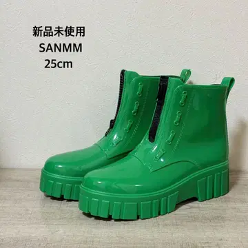 미사용 새상품 SANMM 프론트 지퍼 레인부츠 그린 25cm
