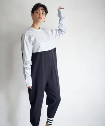 SEA VINTAGE 턱시도 셔츠 오버 점프 수트