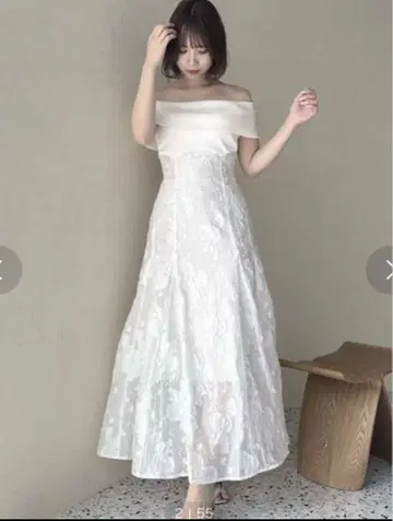 미사용 새상품 dazzlin 시어 자카드 코르셋 원피스 화이트