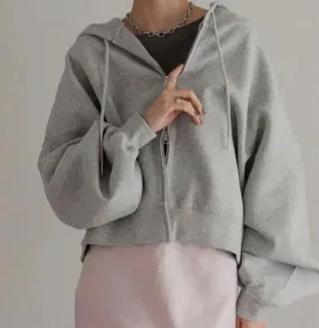 LOWRYS FARM 숏 ZIP 후디 그레이