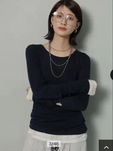 Arpege story 배색 시어 롱 T