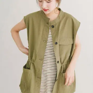 URBAN RESEARCH ITEMS 카키 베스트 베스트 밴드 카라