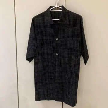 Ys for men 체크 무늬 반팔 셔츠 블랙