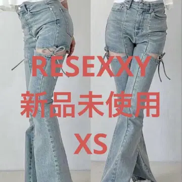 RESEXXY 젝시 컷 아웃 리본 데님 팬츠 라이트 블루 XS