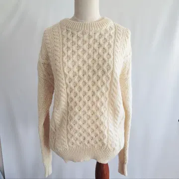 Aran Crafts 100% 울 긴팔 스웨터 크림