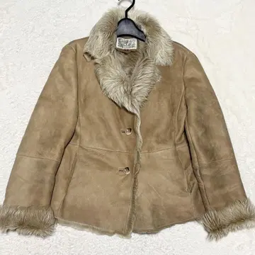 HIROKI 무스탕 하프 코트 퍼 자켓 베이지 42/XL