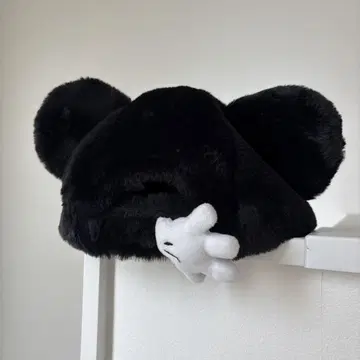 도쿄 디즈니 리조트 퍼 캡 복슬복슬 미키 블랙