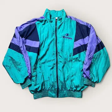 90s Champion 나일론 자켓 멀티 컬러 그린 네이비