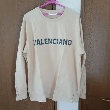 VALENCIANO 베이지 긴팔 티셔츠