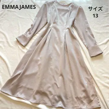EMMAJAMES 핑크 베이지 새틴풍 A 라인 롱 원피스