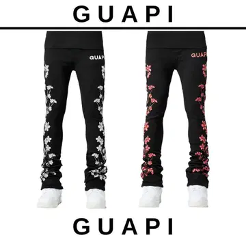 Guapi 플레어 28 꽃무늬 자수 Blossom Denim
