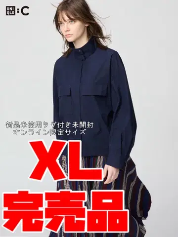 UNIQLO C 코튼 스탠드 카라 셔츠 자켓