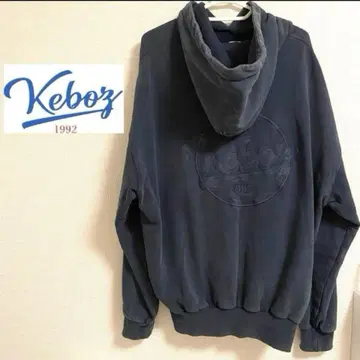 KEBOZ 케보즈 양면 자수 로고 후드티 빅 실루엣 네이비