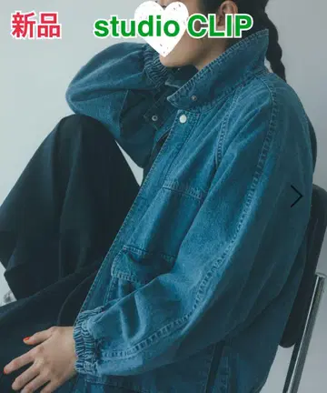 studio CLIP* 턱 스트랩 지퍼 블루종 [ CLIP denim ]