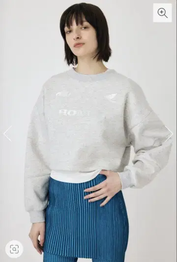 HONDA 크롭 맨투맨 그레이
