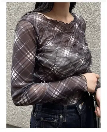 [ moussy ] SHEER CHECK MELLOW 상의