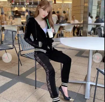 Rady 블랙 후드 부착 셋업 사이드 레이스 롱 팬츠 셋업