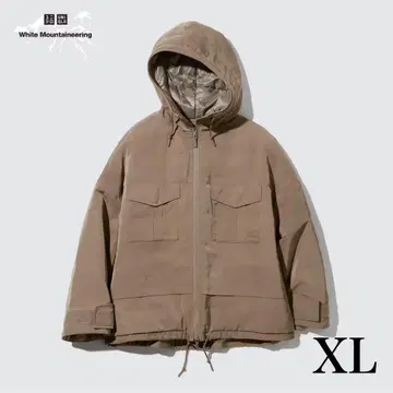 유니클로 하이브리드 다운 오버사이즈 파카 브라운 XL 아웃도어