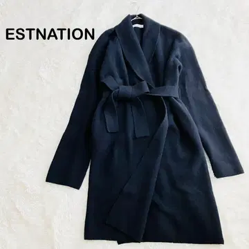 ESTNATION 롱 가디건 울 캐시미어 다크 네이비 38