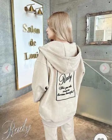 Rady 레어 스웨이드 백 로고 후드티 M