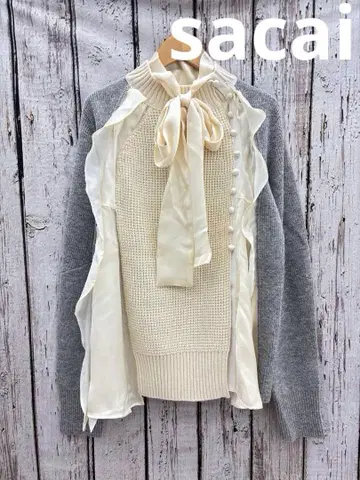 [ Y17 ] sacai 도킹 니트 리본