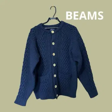 BEAMS 네이비 케이블 짜임 가디건