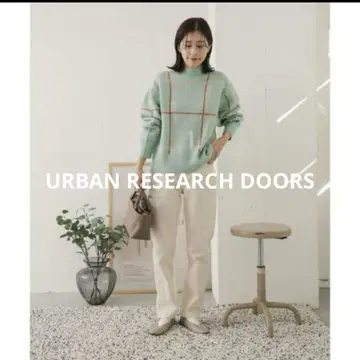 새상품급 URBAN RESEARCH 어반 리서치 도어스 컬러 체크 니트