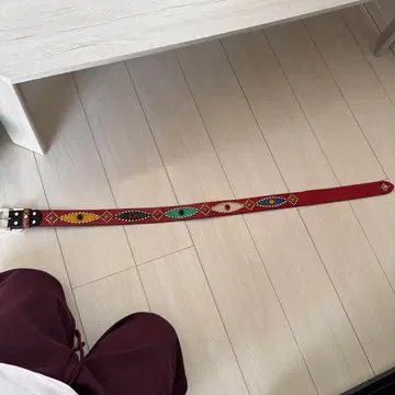 스터드 가죽 벨트 빨간색