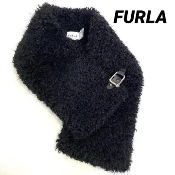 [컨디션 최상] FURLA 훌라 블랙 머플러 넥워머 램 가죽