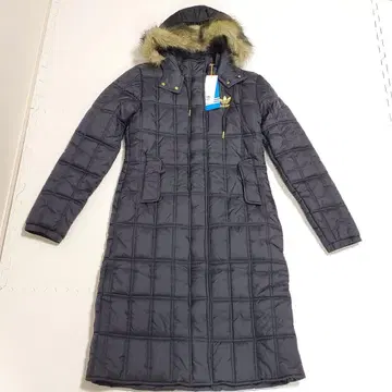 미사용 adidas 블랙 퀼팅 롱 코트 벤치 코트 XL