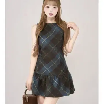 Darich 타탄 체크 슬리브리스 미니 원피스