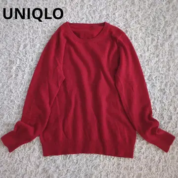 새상품급 UNIQLO 캐시미어 100% 스웨터 빨간색 크루넥 하자품