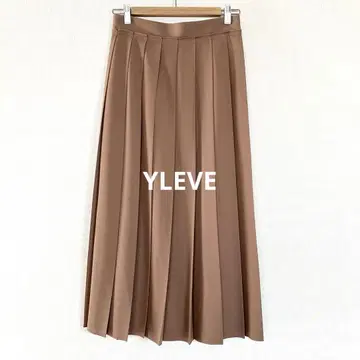 YLEVE 브라운 롱 플리츠 스커트 사이즈 1 울