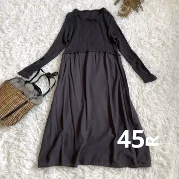 45R 니트 도킹 원피스 니트 코튼 차콜 그레이 S 사이즈