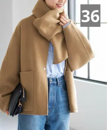 Spick & Span* 비버 퍼 트리밍 숏코트 카멜 36