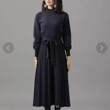 새상품급 Andemiu 네이비 니트 긴팔 원피스