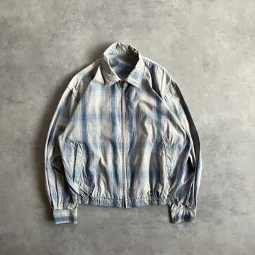 90s 빈티지 체크 짧은 기장 와이드 자켓 블루종 cityboy
