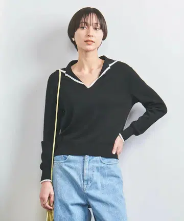 스캘럽 레이스 세일러 카라 니트