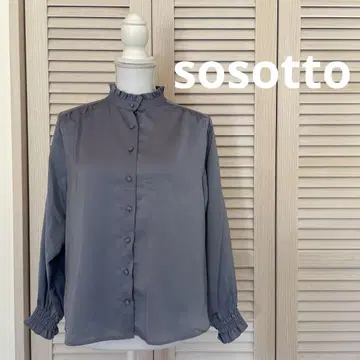 sosotto 프릴 새틴 블라우스 블루