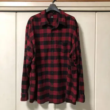 UNIQLO 3XL 빨검 체크 플란넬 셔츠