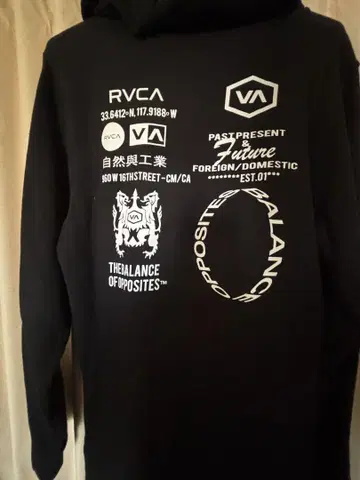 RVCA 블랙 후드 부착 후드티