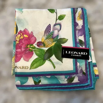 LEONARD 꽃과 새 프린트 손수건